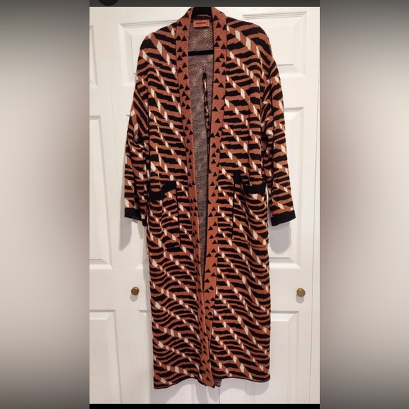 Missoni Sweaters - MISSONI Knit Wool Blend Long Duster Cardigan Sweater Coat Black Brown size IT42